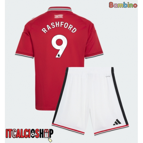 Manchester United Marcus Rashford #9 Prima Maglia Bambino 2026-27 Manica Corta (+ Pantaloni corti)